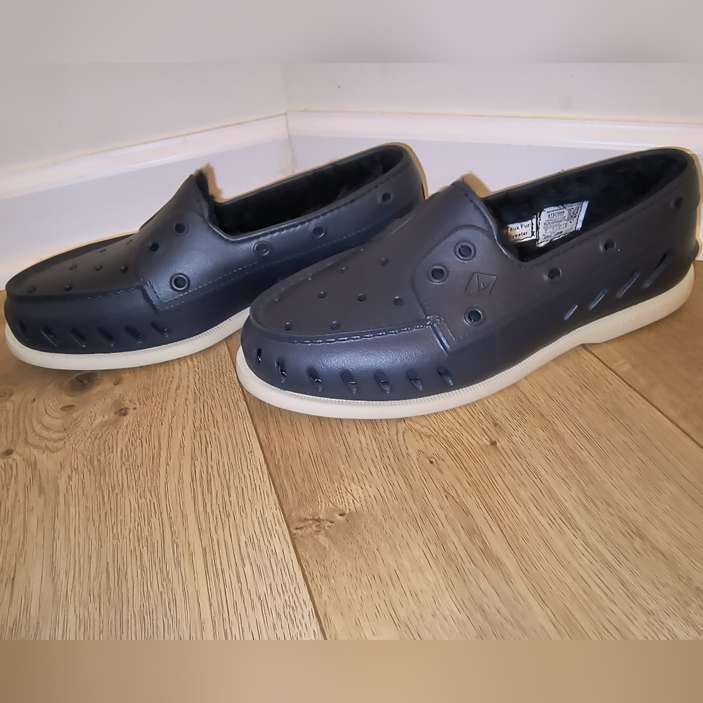 Sperry Size 8 M AUTHENTIC ORIGINAL FLOAT COZY Navy Women's Lined Boat Shoes - Picture 12 of 17